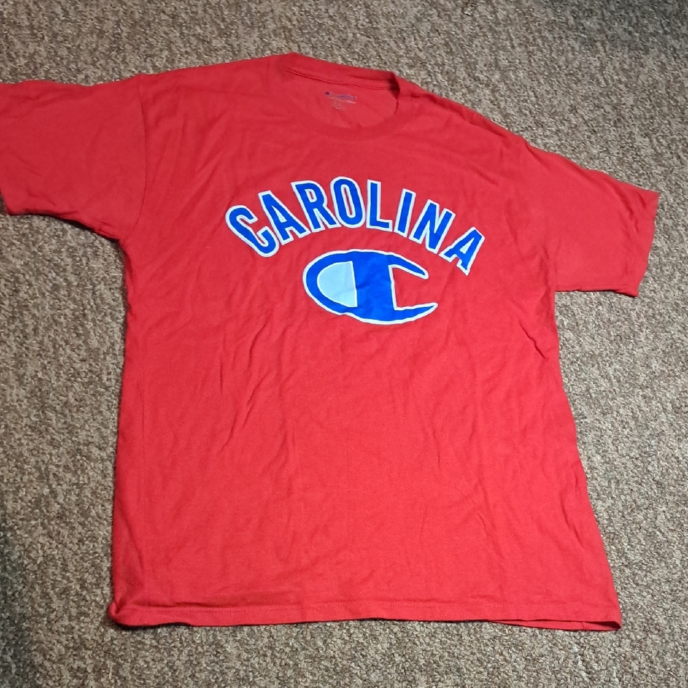 Champion Red T-Shirt with Blue Carolina Logo